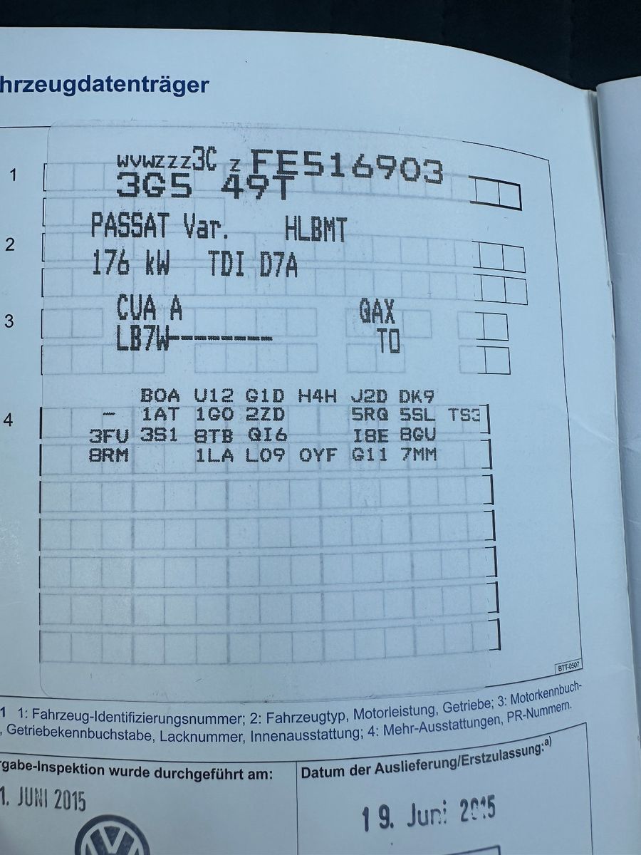 Fahrzeugabbildung Volkswagen Passat Highline 4Motion 239  PS Pano